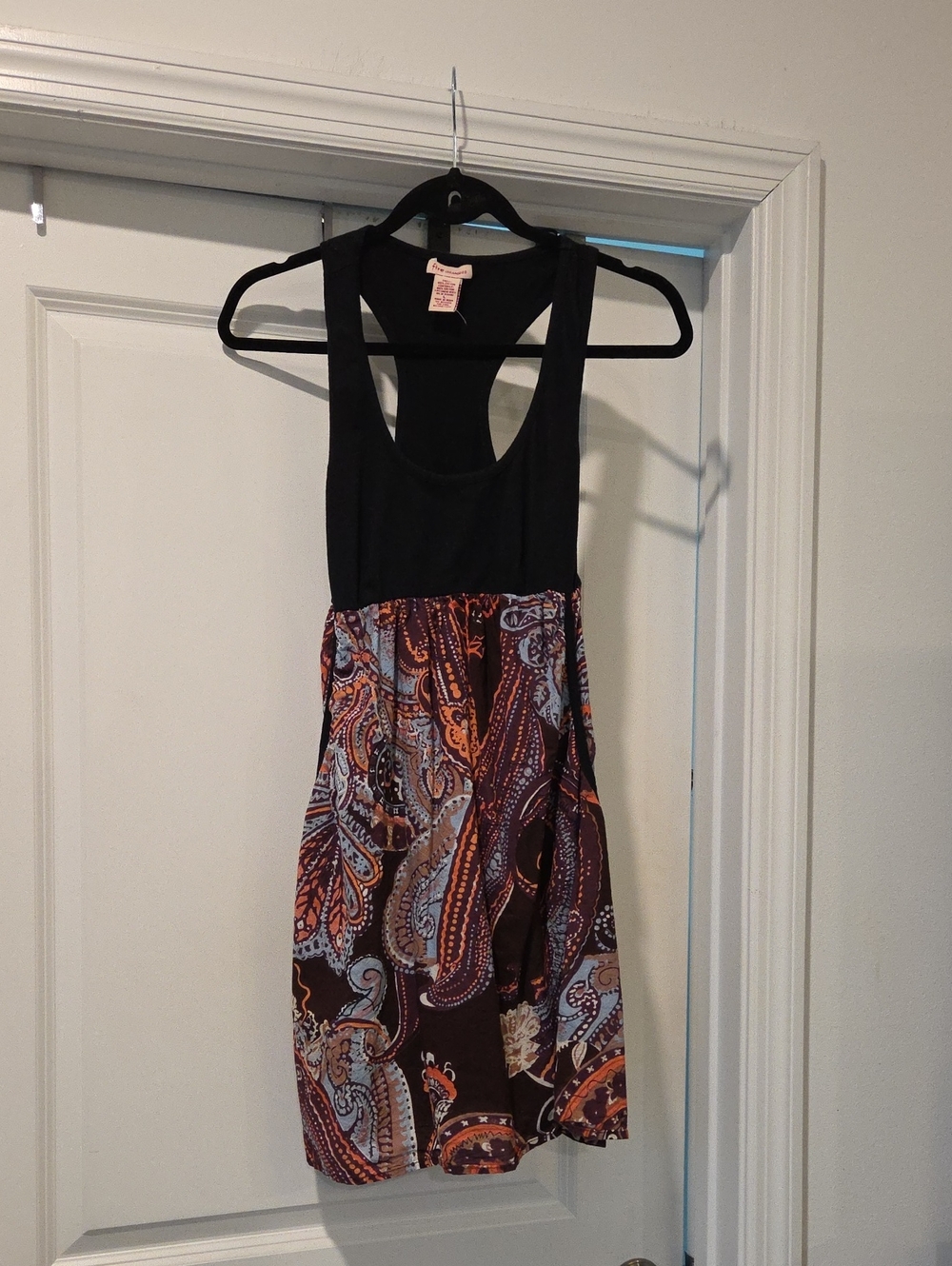 Fire Los Angeles Black and Orange Paisley Mini Dress Size L!